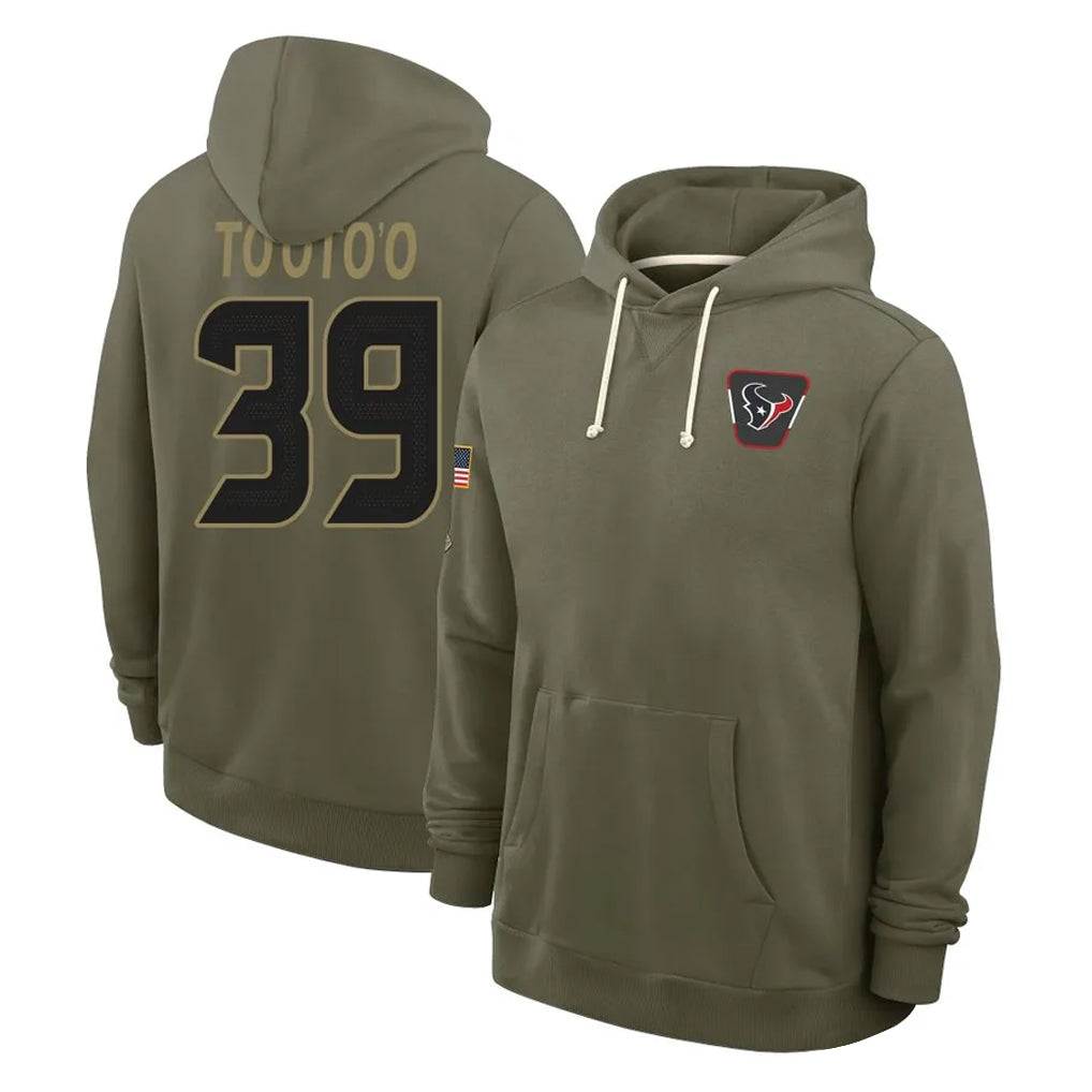 H.Texans #39 Henry To'oTo'o Player Olive Salute to Service Pullover Hoodies Limited Gdoa Stitched Jerseys