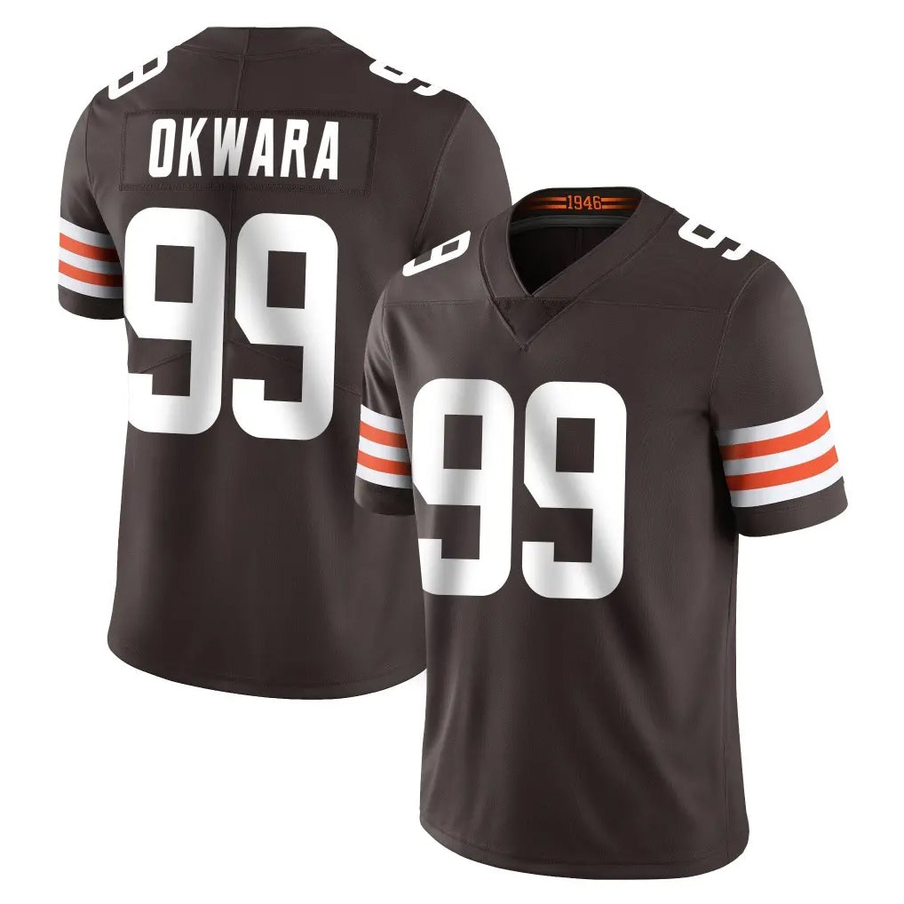 C.Browns #99 Julian Okwara Player Brown Color Vapor Untouchable Limited Home Game Gdoa Stitched Jerseys
