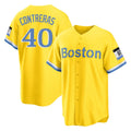 B.Red Sox #40 Willson Contreras Player Yellow Home Game Gdoa Stitched Jerseys