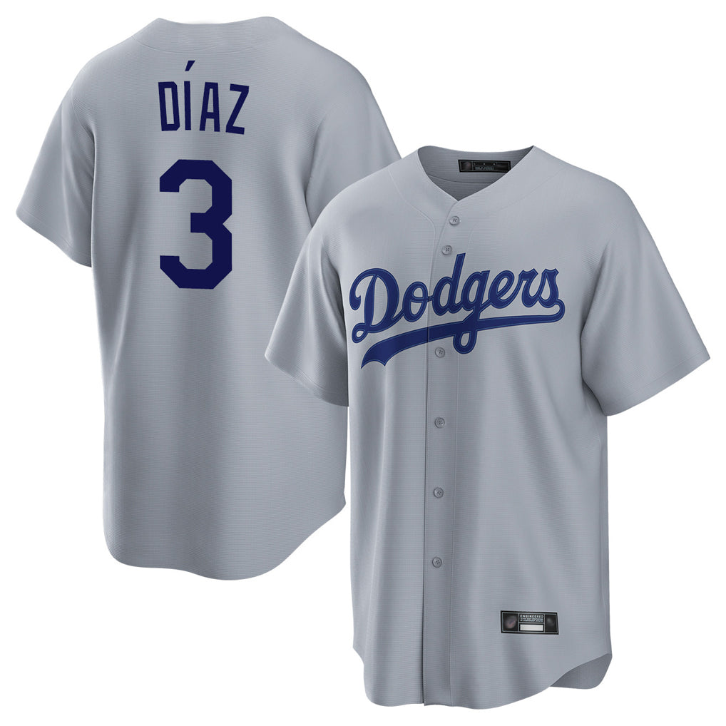 LA.Dodgers #3 Edwin D¨ªaz Player Gray Game Fdoa Stitched Jerseys
