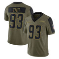 LA.Chargers #93 Teair Tart Player Olive Salute To Service Limited Game Gdoa Stitched Jerseys