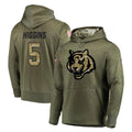 C.Bengals #5 Tee Higgins Player Olive Salute to Service Pullover Hoodies Home Game Gdoa Stitched Jerseys