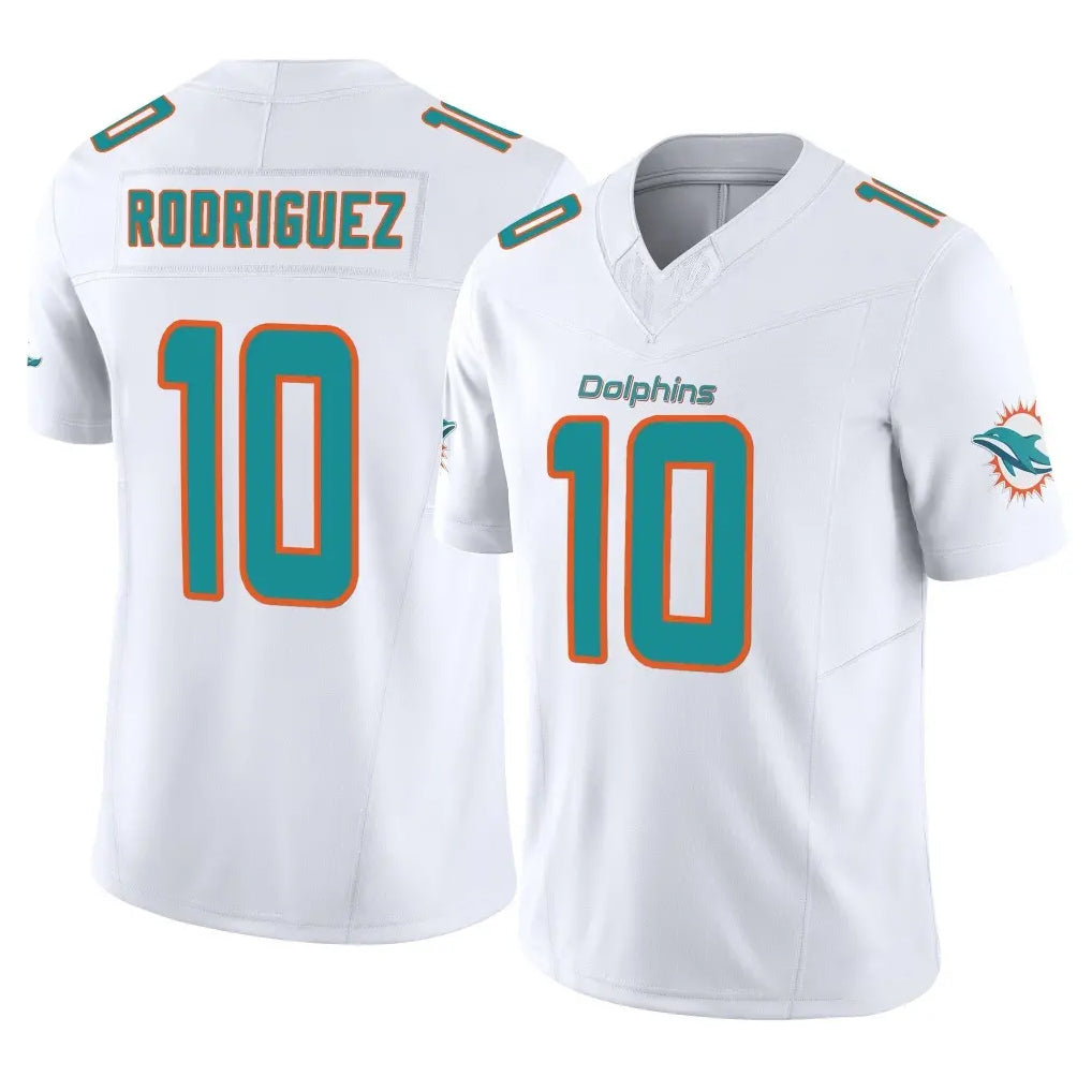 M.Dolphins #10 Jacob Rodriguez Player White Limited Vapor F.U.S.E. Home Game Gdoa Stitched Jerseys