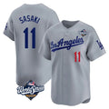 LA.Dodgers #11 Roki Sasaki Player Gray World Series Limited Home Fdoa Stitched Jerseys
