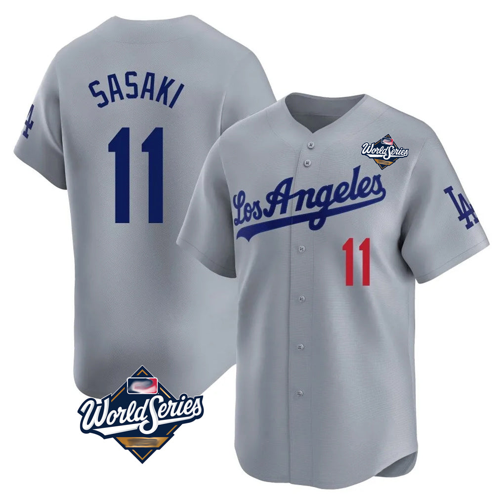 LA.Dodgers #11 Roki Sasaki Player Gray World Series Limited Home Fdoa Stitched Jerseys
