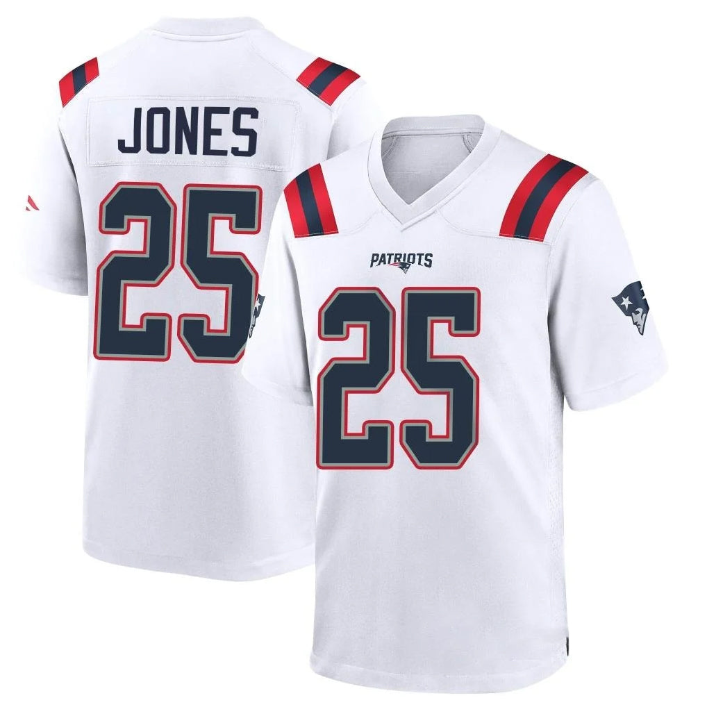 NE.Patriots #25 Marcus Jones Player White Home Game Gdoa Stitched Jerseys