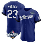 LA.Dodgers #23 Kyle Tucker Player Royal World Series City Connect Elite Home Fdoa Stitched Jerseys