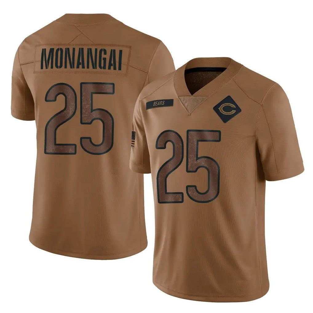 C.Bears #25 Kyle Monangai Player Brown Salute to Service Limited Gdoa Stitched Jerseys