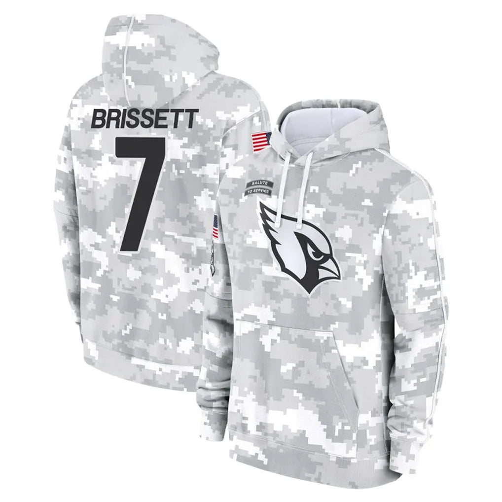 A.Cardinals #7 Jacoby Brissett Player Arctic Camo Limited Salute to Service Pullover Hoodies Game Gdoa Stitched Jerseys