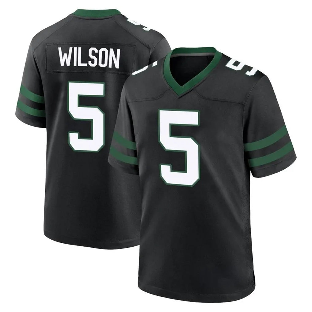 NY.Jets #5 Garrett Wilson Player Black Legacy Home Game Gdoa Stitched Jerseys