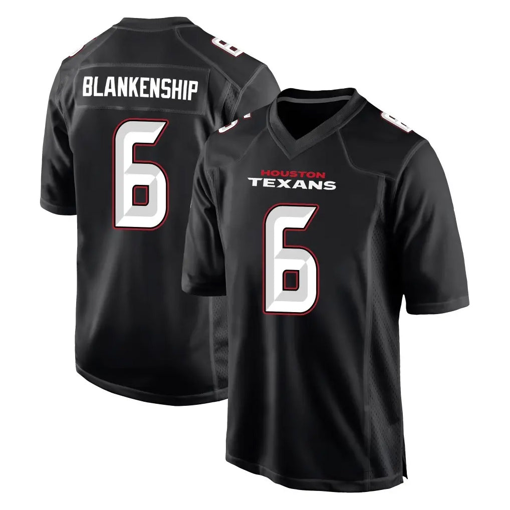 H.Texans #6 Reed Blankenship Player Carbon Black Fashion Home Game Gdoa Stitched Jerseys