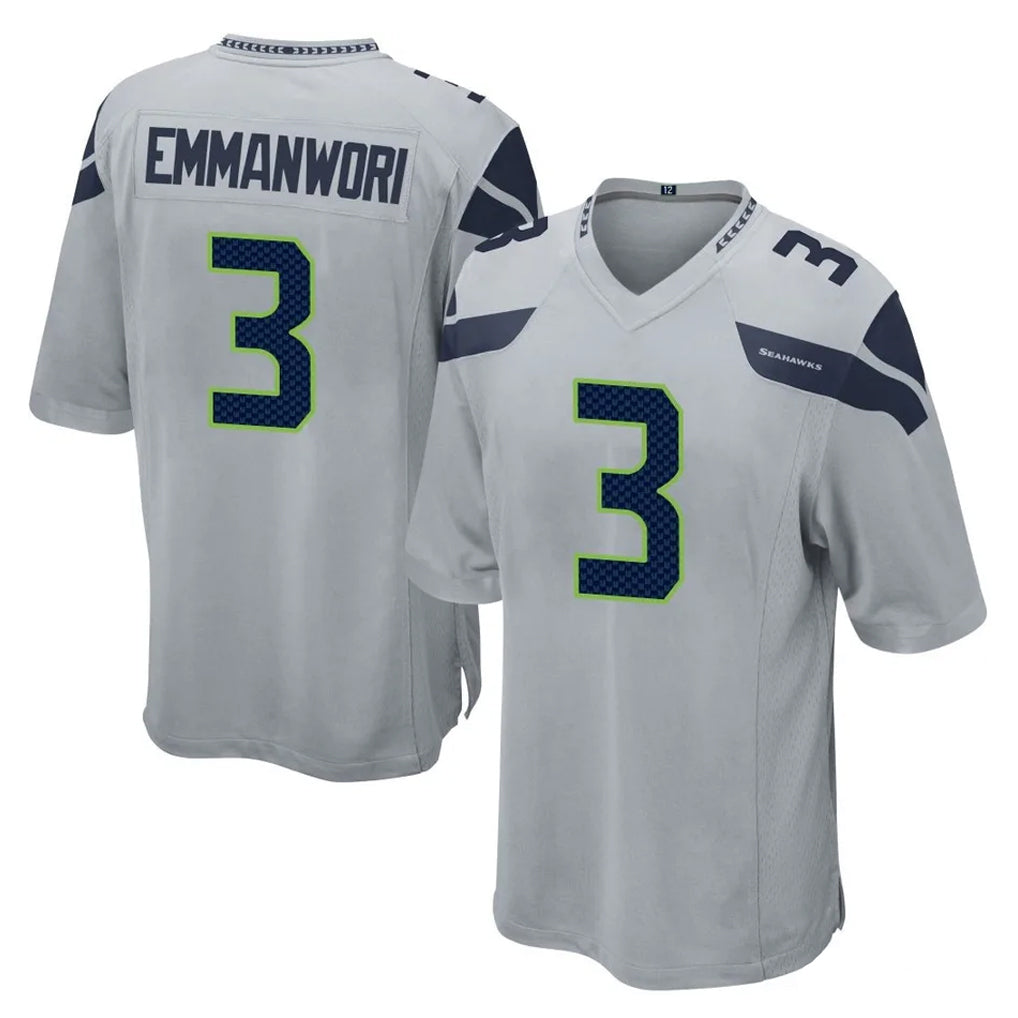 S.Seahawks #3 Nick Emmanwori Player Gray Home Game Gdoa Stitched Jerseys