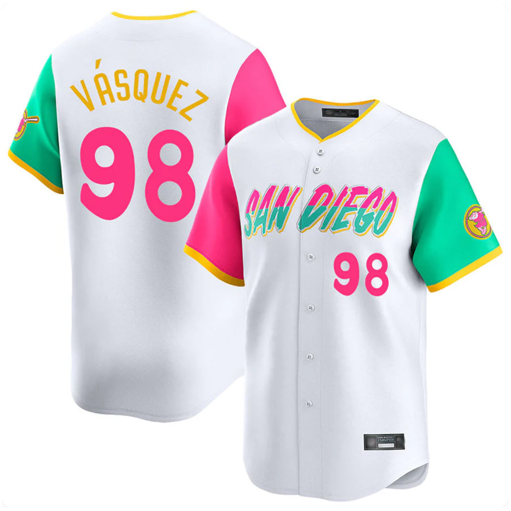 S.Diego Padres #98 Randy Vasquez Player White City Connect Home Limited Fdoa Stitched Jerseys