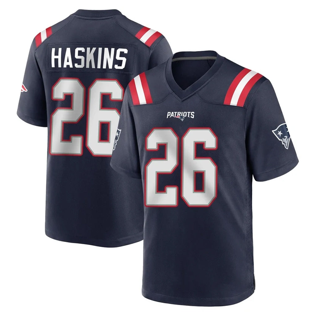 NE.Patriots #26 Hassan Haskins Navy Home Game Gdoa Stitched Jerseys