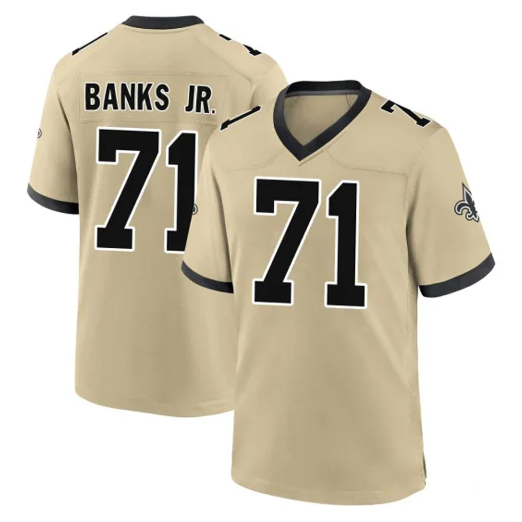 NO.Saints #71 Kelvin Banks Jr. Player Gold Home Game Gdoa Stitched Jerseys