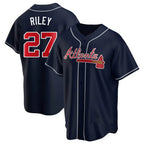 A.Braves #27 Austin Riley Player Navy Replica Alternate Stitched Jerseys