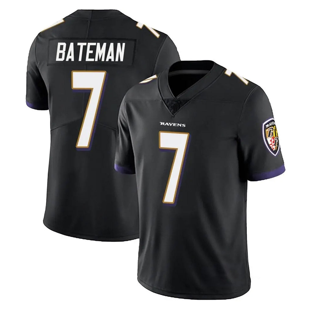 B.Ravens #7 Rashod Bateman Player Black Vapor Untouchable Limited Home Game Gdoa Stitched Jerseys
