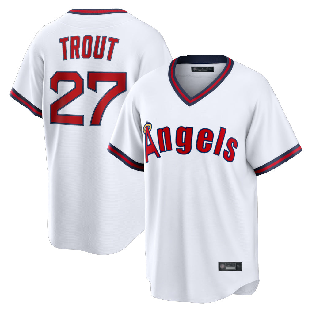 LA.Angels #27 Mike Trout Player White T-shirt Home Game Fdoa Stitched Jerseys