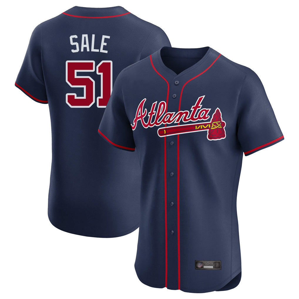 A.Braves #51 Chris Sale Player Navy Limited Elite Home Game Gdoa Stitched Jerseys