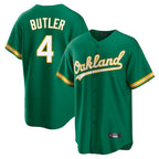 Athletics #4 Lawrence Butler Player Kelly Green Home Game Gdoa Stitched Jerseys