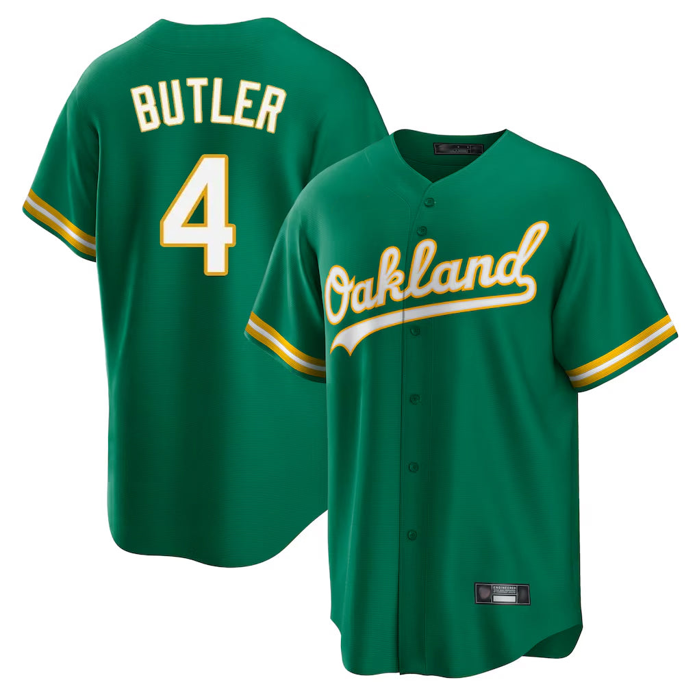 Athletics #4 Lawrence Butler Player Kelly Green Home Game Gdoa Stitched Jerseys