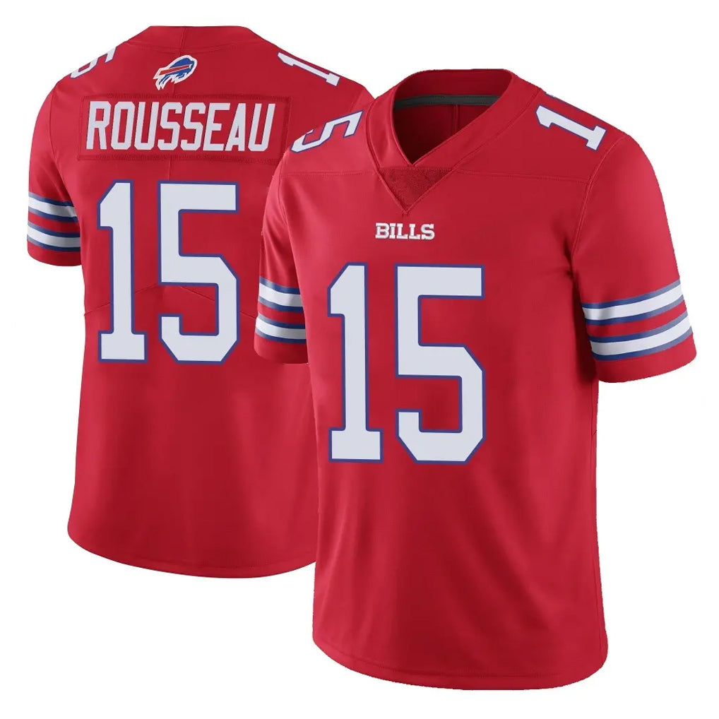 B.Bills #15 Greg Rousseau Player Red Vapor Untouchable Limited Gdoa Stitched Jerseys