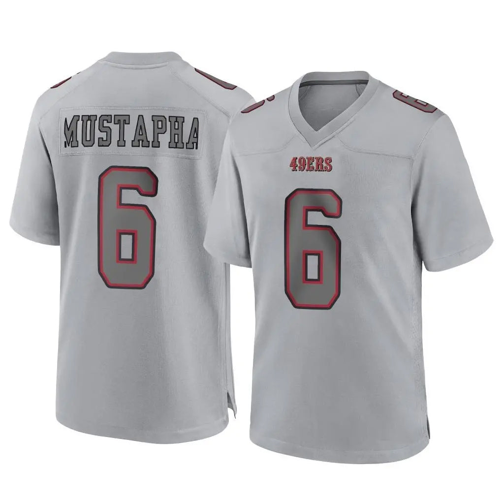 SF.49ers #6 Malik Mustapha Player Gray Atmosphere Fashion Home Game Gdoa Stitched Jerseys