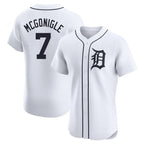 D.Tigers #7 Kevin McGonigle Player White Limited Elite Home Gdoa Stitched Jerseys