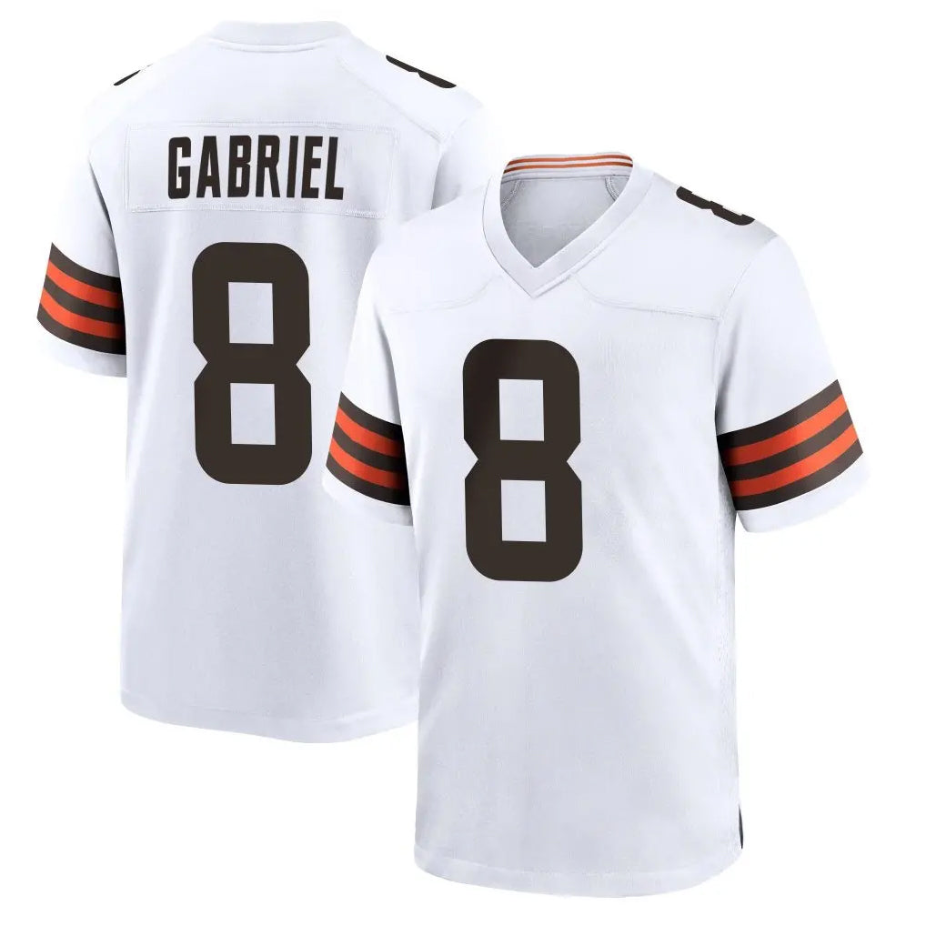C.Browns #8 Dillon Gabriel Player White Home Game Gdoa Stitched Jerseys