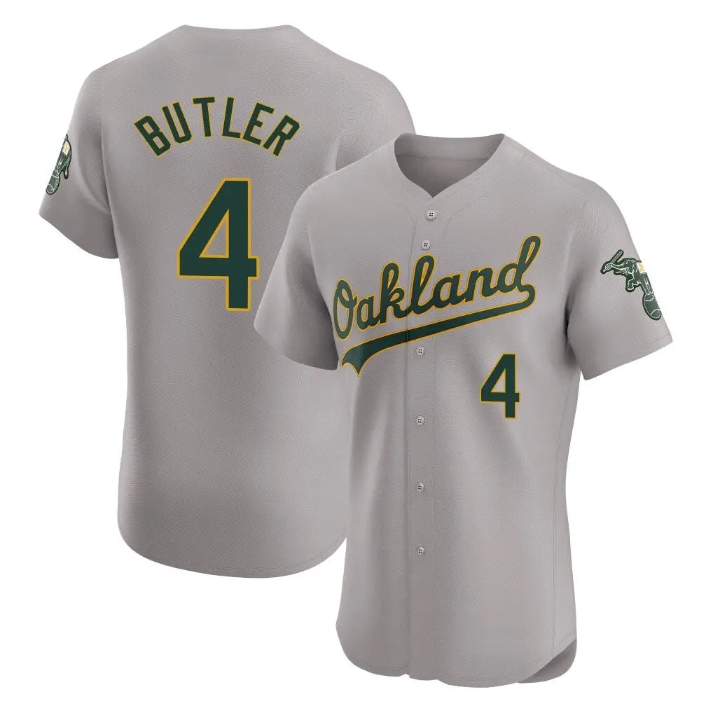 Athletics #4 Lawrence Butler Player Gray Road Limited Elite Home Game Gdoa Stitched Jerseys