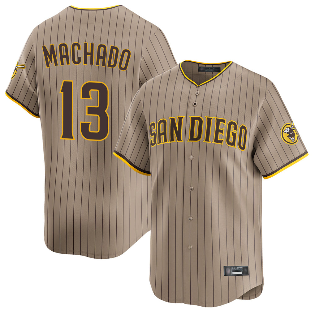 S.Diego Padres #13 Manny Machado Player Khaki Home Limited Fdoa Stitched Jerseys