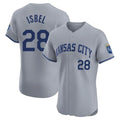 KC.Royals #28 Kyle Isbel Player Gray Limited Elite Home Gdoa Stitched Jerseys