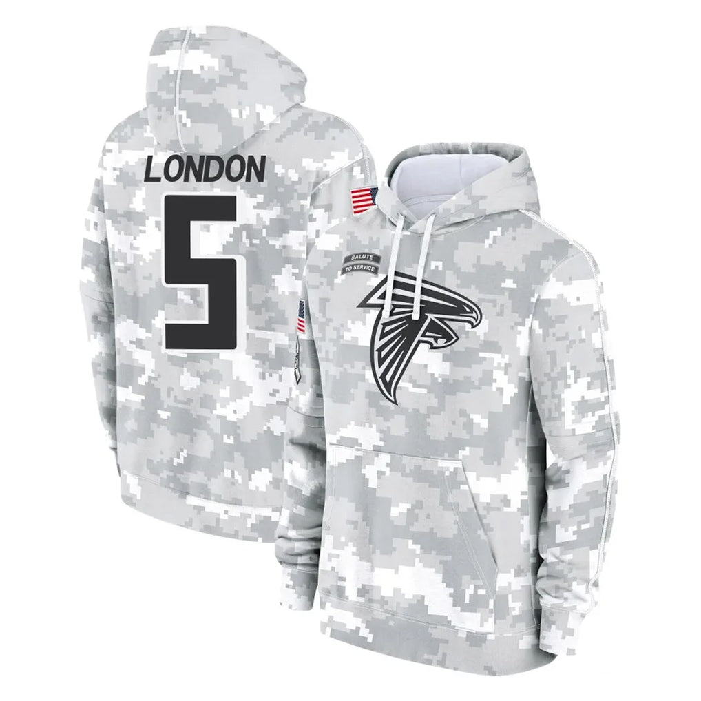 A.Falcons #5 Drake London Player Camo Arctic Salute to Service Hoodies Limited Gdoa Stitched Jerseys