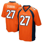 D.Broncos #27 J.K. Dobbins Player Orange Color Home Game Gdoa Stitched Jerseys