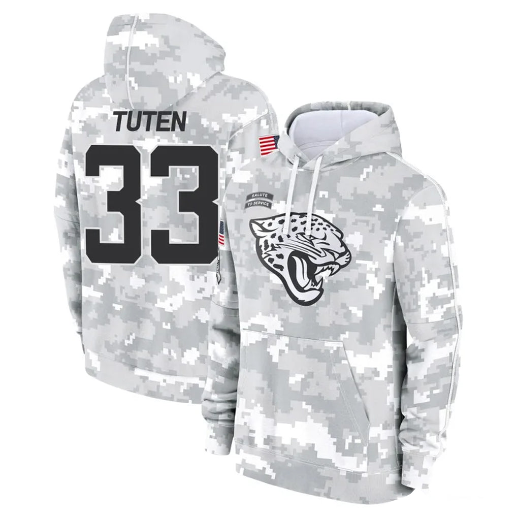 J.Jaguars #33 Bhayshul Tuten Player Arctic Camo Salute to Service Hoodies Limited Game Gdoa Stitched Jerseys