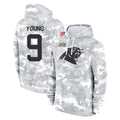 C.Panthers #9 Bryce Young Player Arctic Camo Salute to Service Pullover Hoodies Limited Game Gdoa Stitched Jerseys