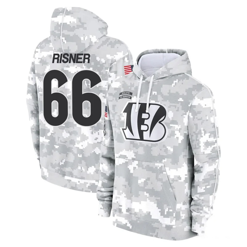 C.Bengals #66 Dalton Risner Player Arctic Camo Salute to Service Pullover Hoodie Limited Gdoa Stitched Jerseys