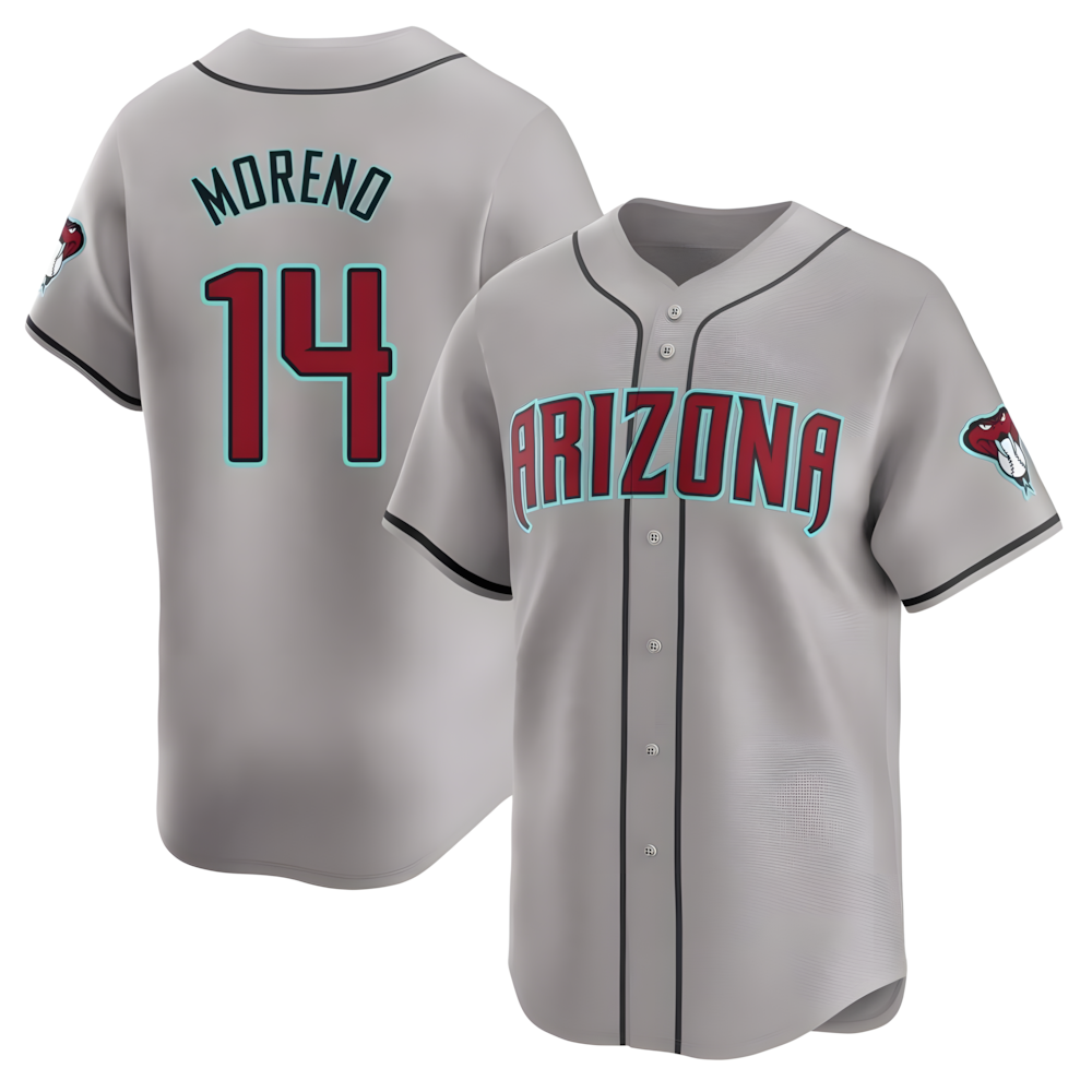 A.Diamondbacks #14 Gabriel Moreno Player Gray Limited Away Stitched Jerseys