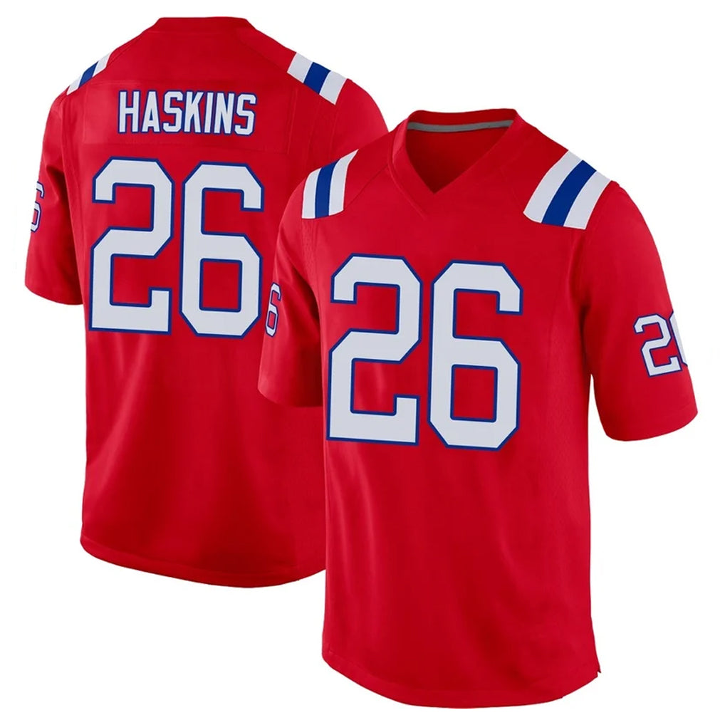 NE.Patriots #26 Hassan Haskins Player Red Home Game Gdoa Stitched Jerseys