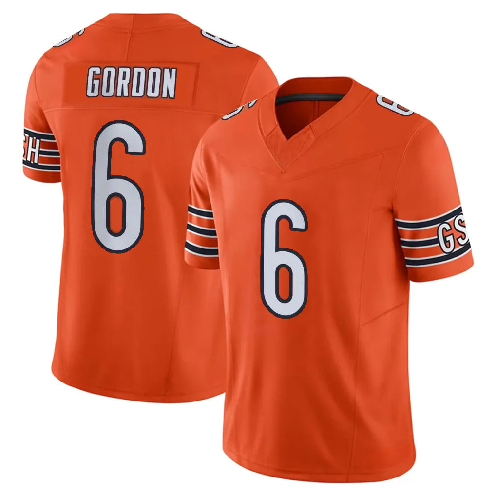 C.Bears #6 Kyler Gordon Player Orange Vapor F.U.S.E. Limited Home Game Gdoa Stitched Jerseys