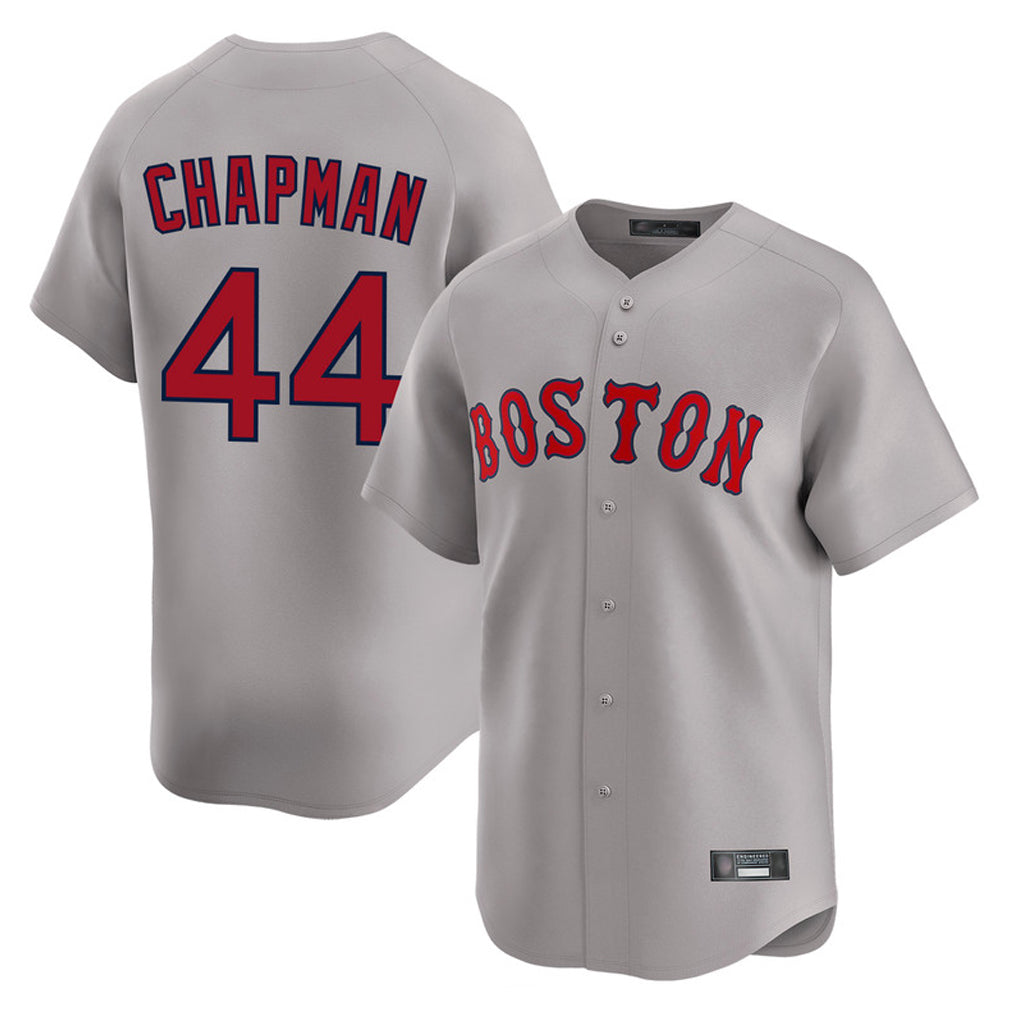 B.Red Sox #44 Aroldis Chapman Player Gray Road Limited Home Game Gdoa Stitched Jerseys