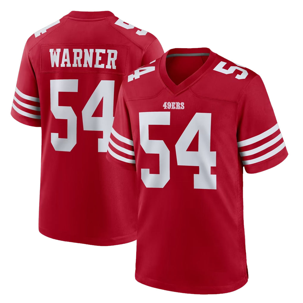 SF.49ers #54 Fred Warner Player Red Game Home Gdoa Stitched Jerseys