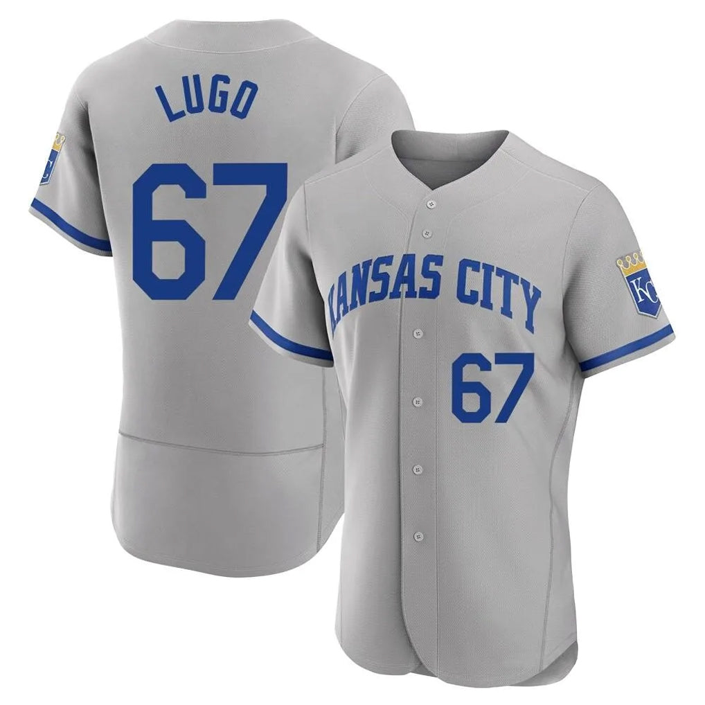 KC.Royals #67 Seth Lugo Player Gray Limited Elite Home Game Gdoa Stitched Jerseys