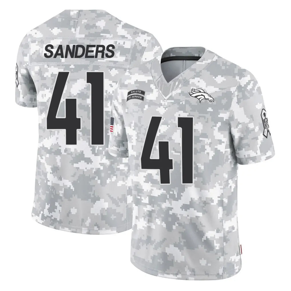 D.Broncos #41 Drew Sanders Player Arctic Camo Salute To Service Limited Gdoa Stitched Jerseys