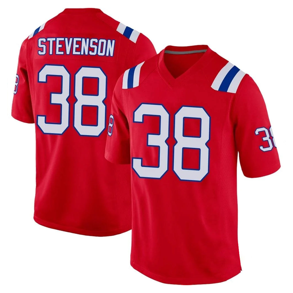 NE.Patriots #38 Rhamondre Stevenson Player Red Home Game Gdoa Stitched Jerseys