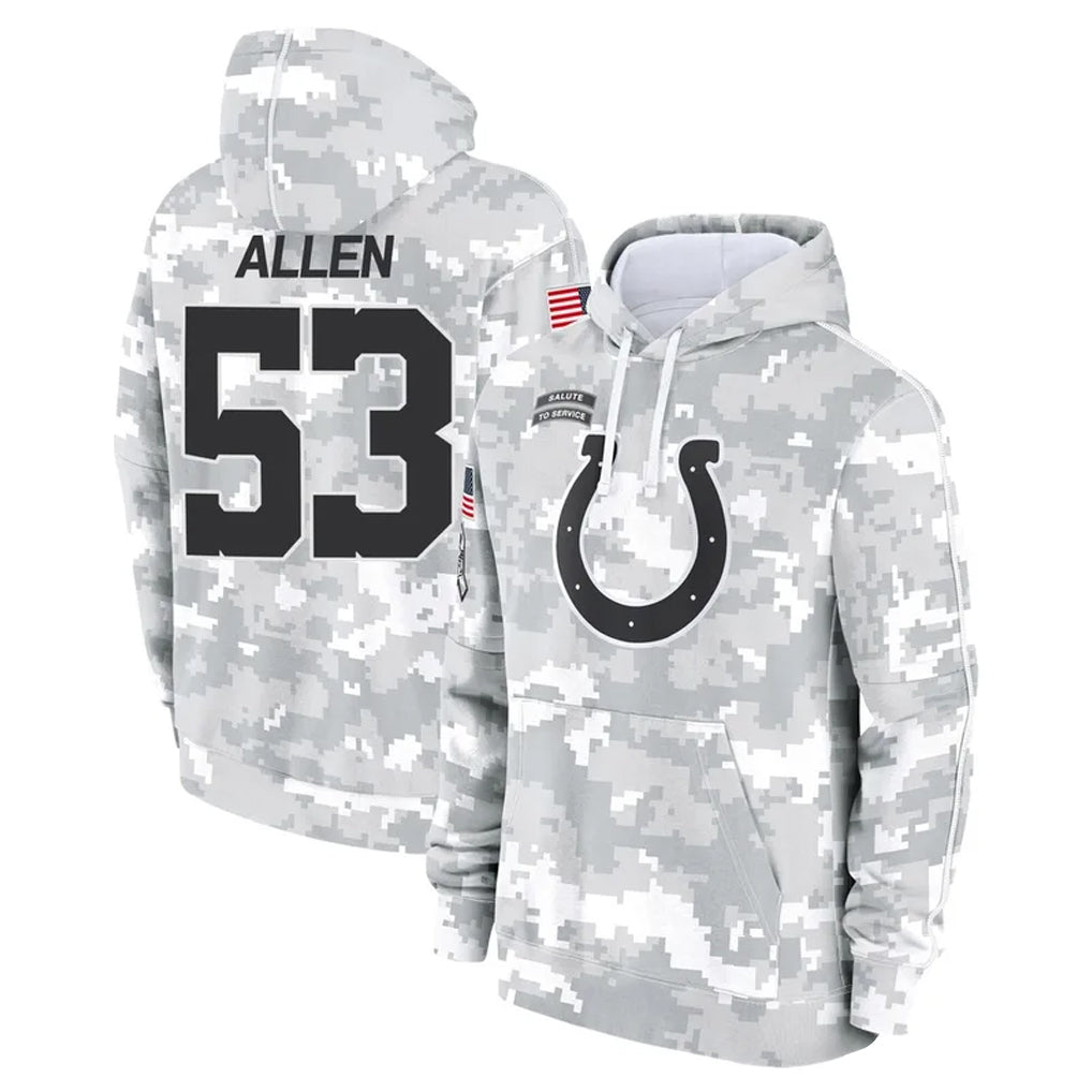 IN.Colts #53 CJ Allen Player Arctic Camo Salute to Service Hoodies Limited Game Gdoa Stitched Jerseys