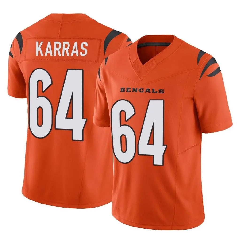 C.Bengals #64 Ted Karras Player Orange Vapor F.U.S.E. Limited Home Game Gdoa Stitched Jerseys
