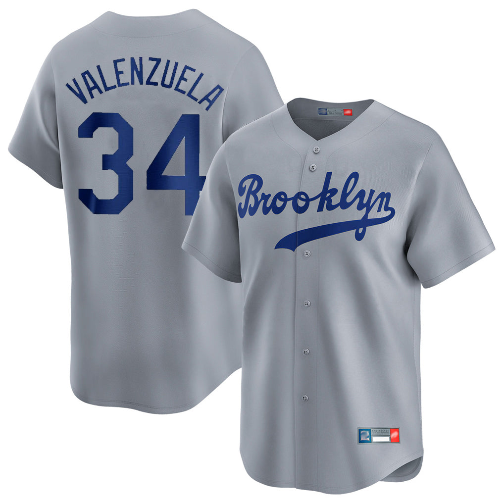 LA.Dodgers #34 Fernando Valenzuela Player Gray Game Limited Home Fdoa Stitched Jerseys