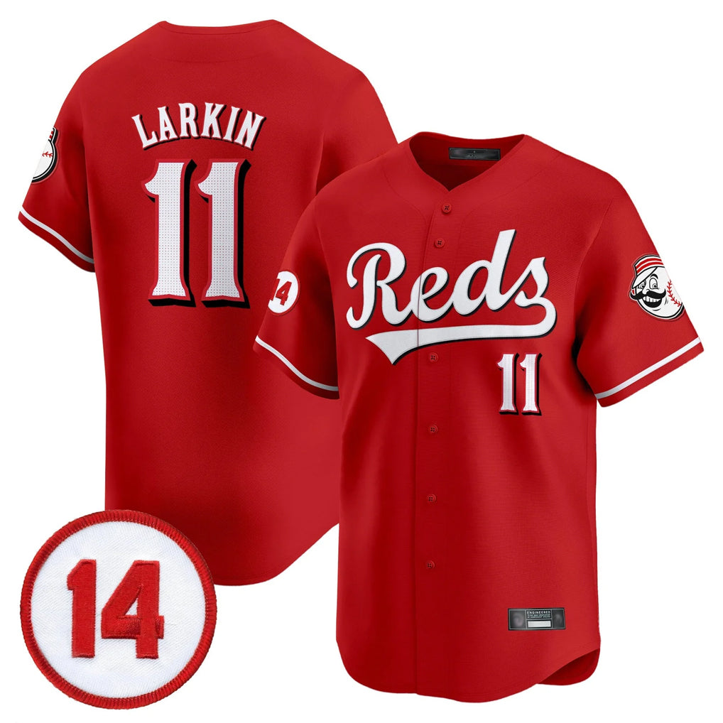 C.Reds #11 Barry Larkin Player Red Vapor Premier Limited Home Gdoa Stitched Jerseys