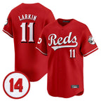 C.Reds #11 Barry Larkin Player Red Vapor Premier Limited Home Gdoa Stitched Jerseys